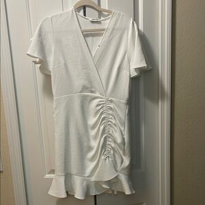 Banana Republic White Ruched Wrap Dress